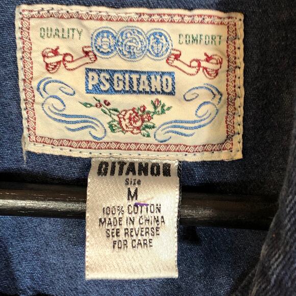 P.S. Gitano Denim Vest Dark Blue Cotton Vintage Retro 80s Western Workwear - Picture 9 of 10